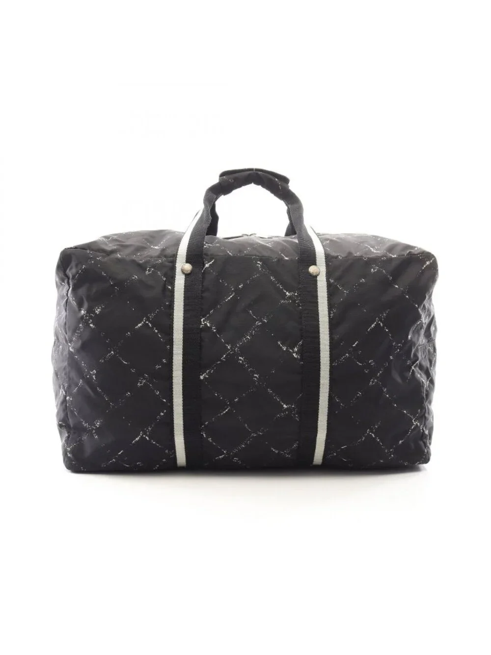 Chanel Boston Bag Vintage Travel Line Black Nylon